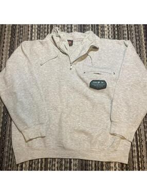 Y2K Hang Ten Gray Quarter Zip Women's Sweater Size Small Drawstring Pocket